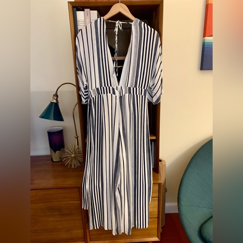 Lulu’s Off-White/Black Striped Romper Jumpsuit Size L - Picture 5 of 11